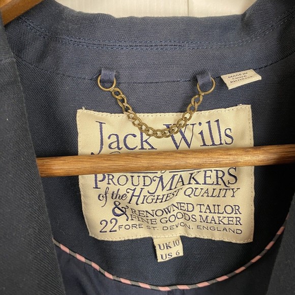 Jack Wills Size 6 Blazer Jacket Navy Blue Cotton Tailor Button Single breasted - Picture 5 of 6